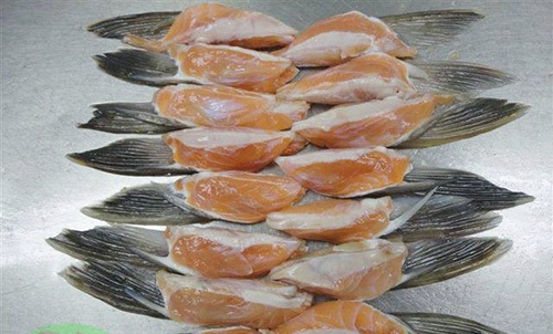 Frozen salmon fins